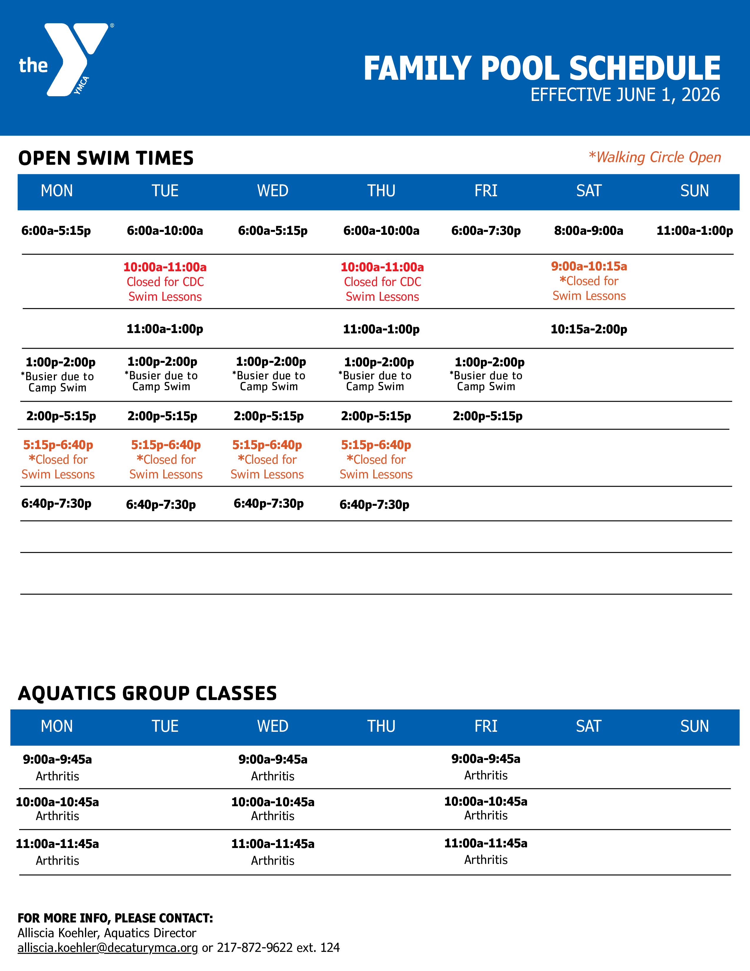 pool schedule