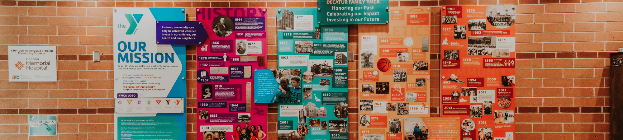 a timeline wall at decatur family ymca